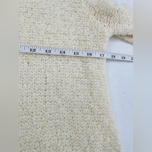 Chicos Buttercream Open Knit Lace Trim High Low Hem Wool Blend Pullover Sweater - Picture 7 of 10